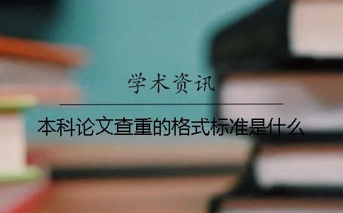 本科論文查重的格式標(biāo)準(zhǔn)是什么？